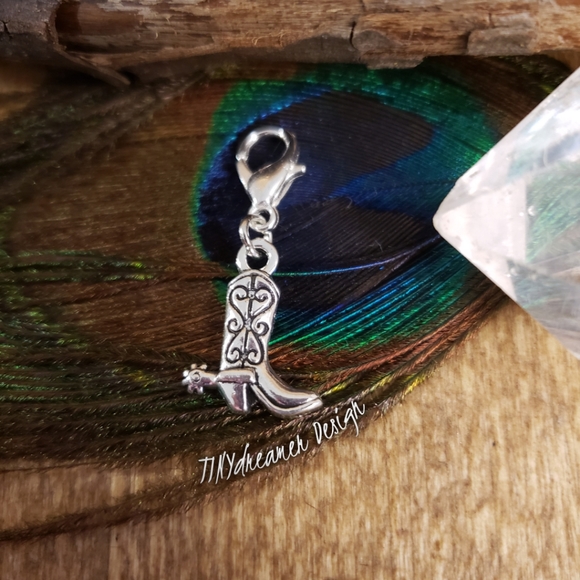 5/$25 Silver Cowboy Boot Charm for Bracelet~Zipper~Bag Clip~ Cowboy Jewelry Gift - Picture 8 of 9